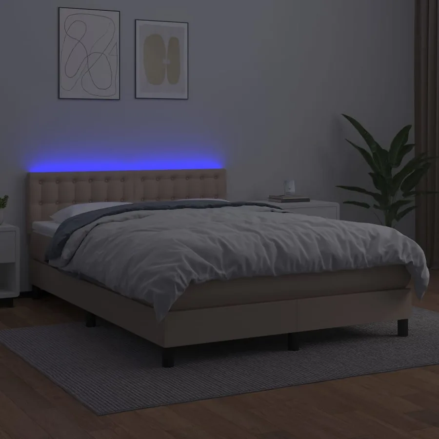 Sommier à lattes de lit avec matelas LED Cappuccino 140x200 cm - 4