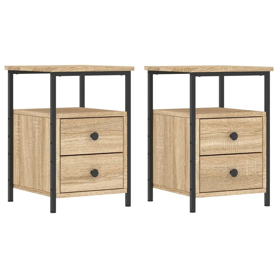 Tables de chevet 2pcs chêne sonoma 34x35,5x50cm bois ingénierie - 2