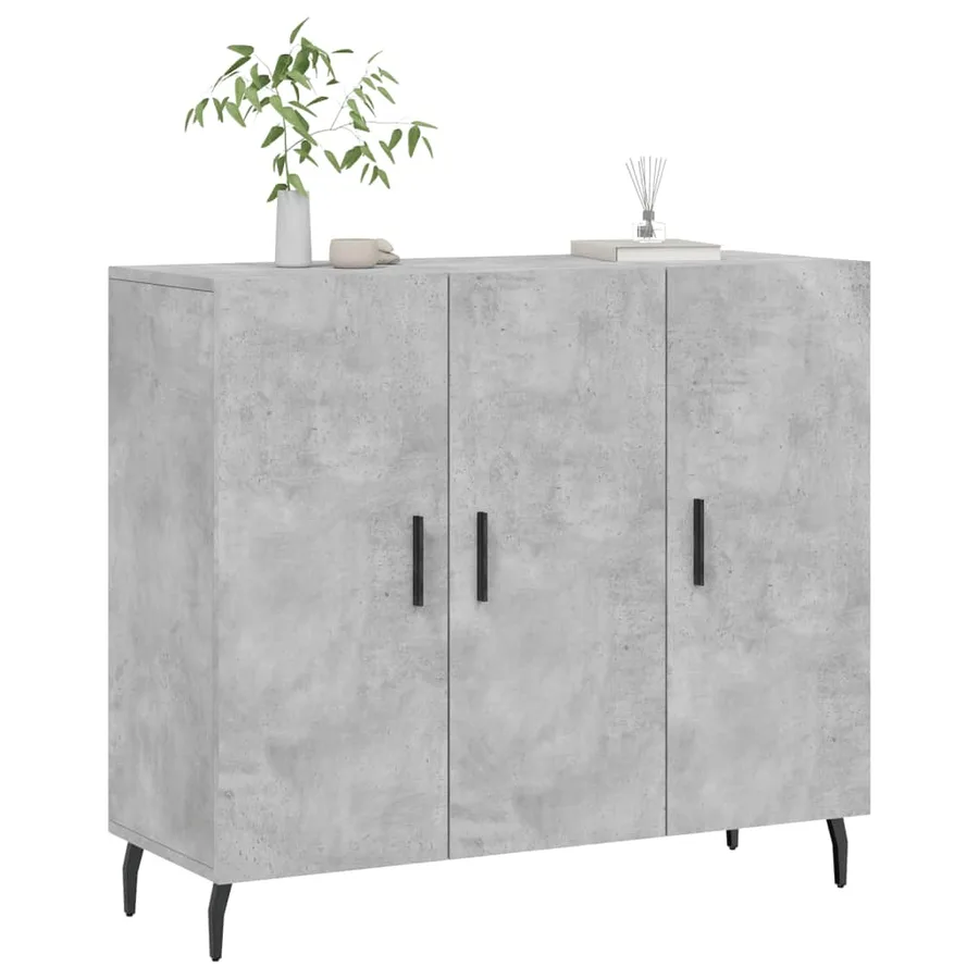 Buffet gris béton 90x34x80 cm bois d'ingénierie - 3