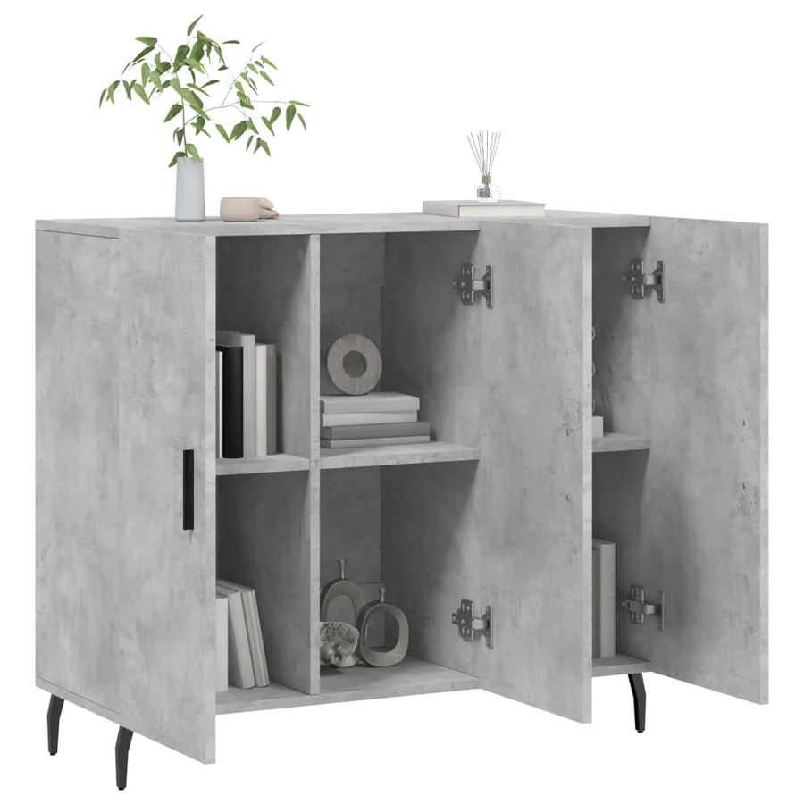 Buffet gris béton 90x34x80 cm bois d'ingénierie - 4