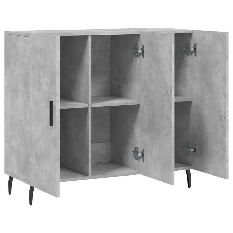 Buffet gris béton 90x34x80 cm bois d'ingénierie - 5