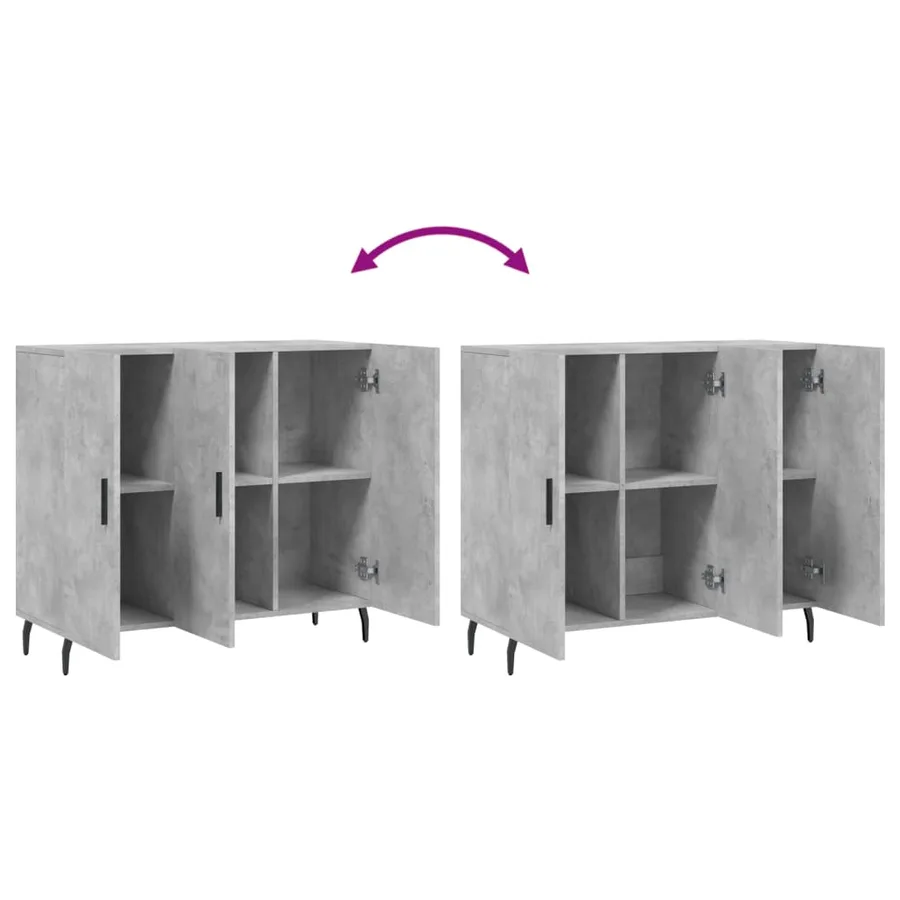 Buffet gris béton 90x34x80 cm bois d'ingénierie - 9