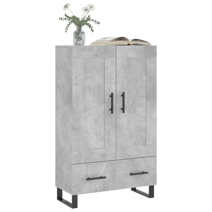 Buffet haut gris béton 69,5x31x115 cm bois d'ingénierie - 3
