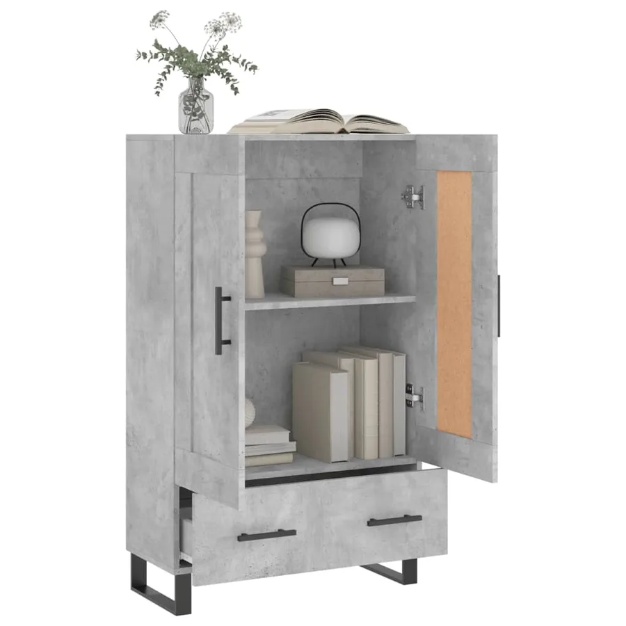 Buffet haut gris béton 69,5x31x115 cm bois d'ingénierie - 4