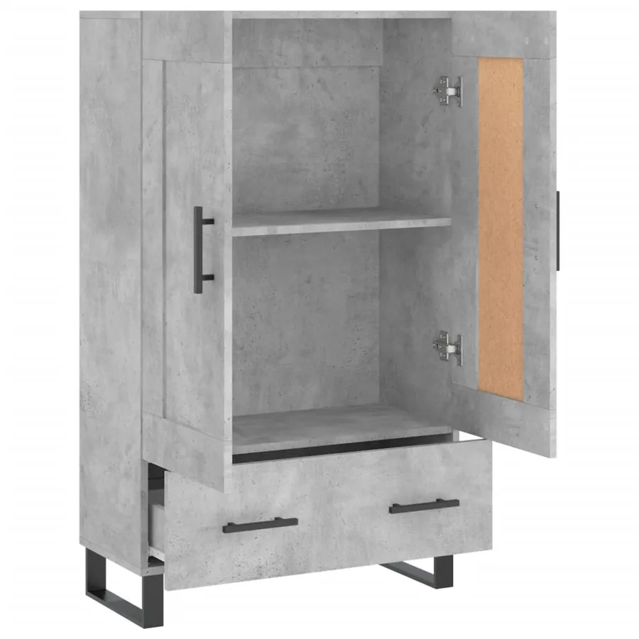 Buffet haut gris béton 69,5x31x115 cm bois d'ingénierie - 6