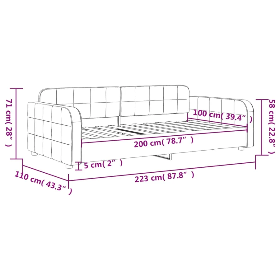 Lit de repos rose 100x200 cm velours - 8