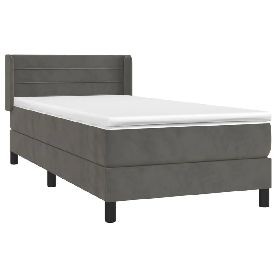 Sommier à lattes de lit et matelas Gris foncé 90x190 cm Velours - 3
