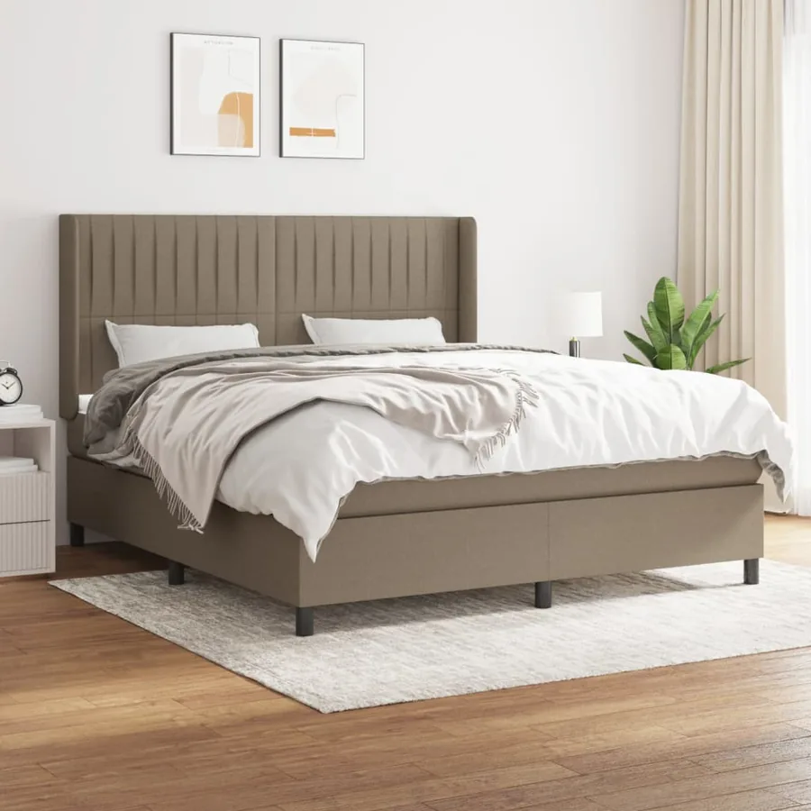 Sommier à lattes de lit avec matelas Taupe 180x200 cm Tissu