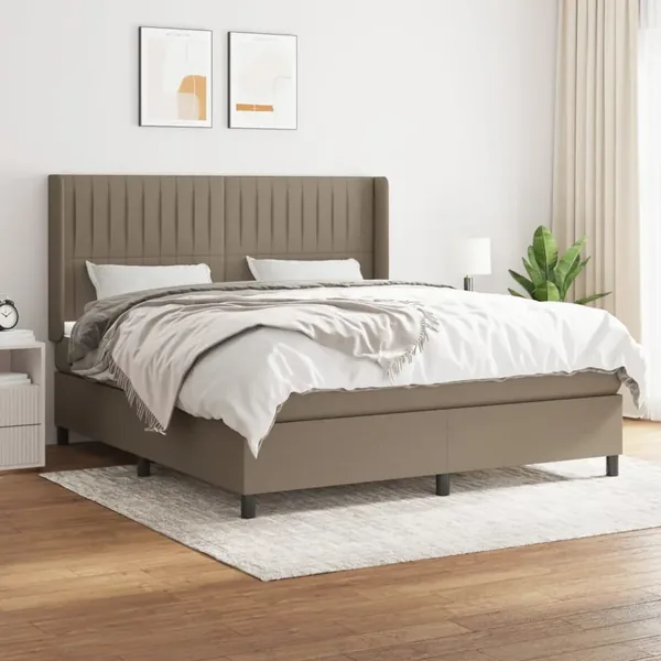 Sommier à lattes de lit avec matelas Taupe 180x200 cm Tissu