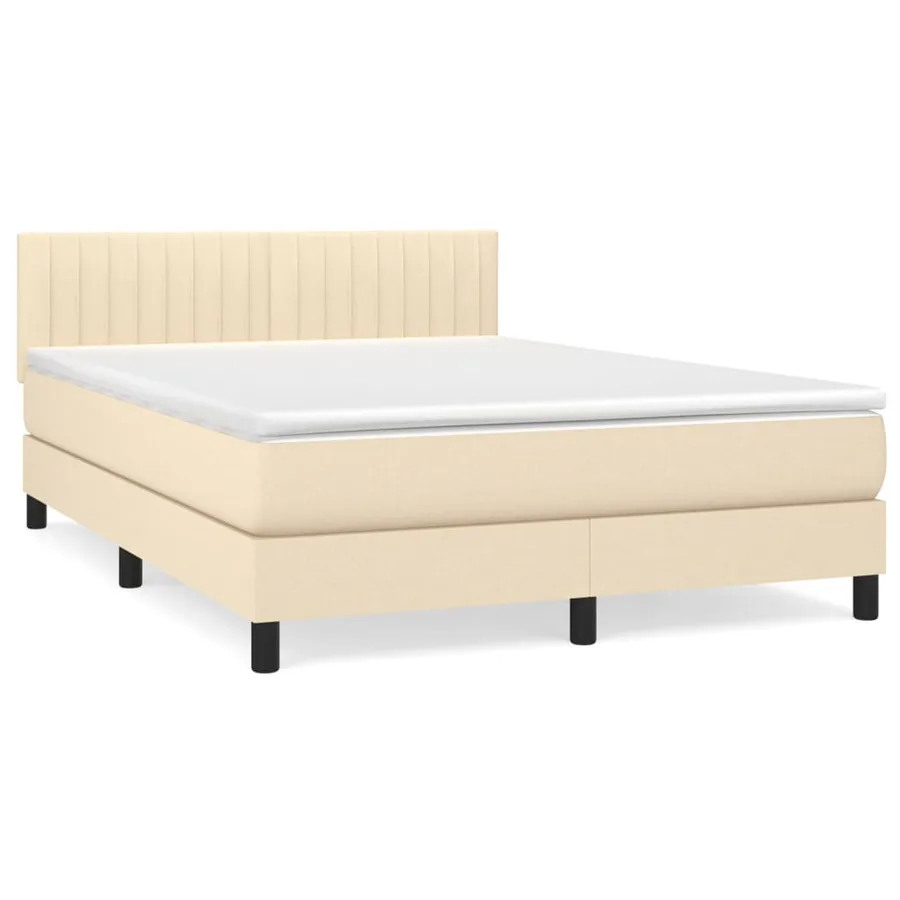 Sommier à lattes de lit avec matelas Crème 140x190 cm Tissu - 2