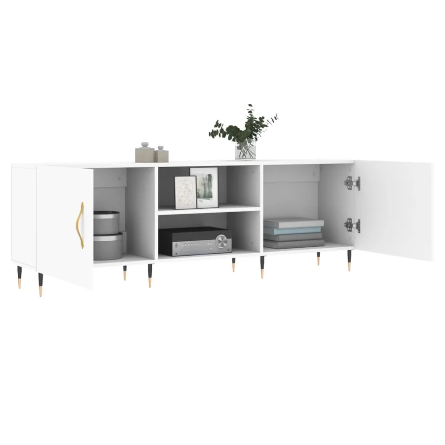 Meuble TV blanc 150x30x50 cm bois d'ingénierie - 4