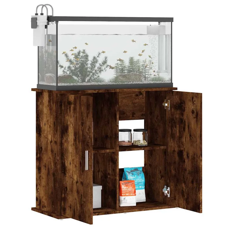 Support pour aquarium chêne fumé 81x36x73 cm bois d'ingénierie - 3