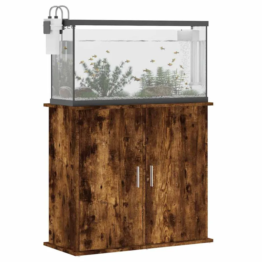 Support pour aquarium chêne fumé 81x36x73 cm bois d'ingénierie - 4