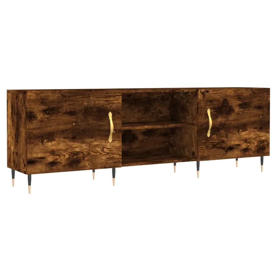 Meuble TV chêne fumé 150x30x50 cm bois d'ingénierie - 2