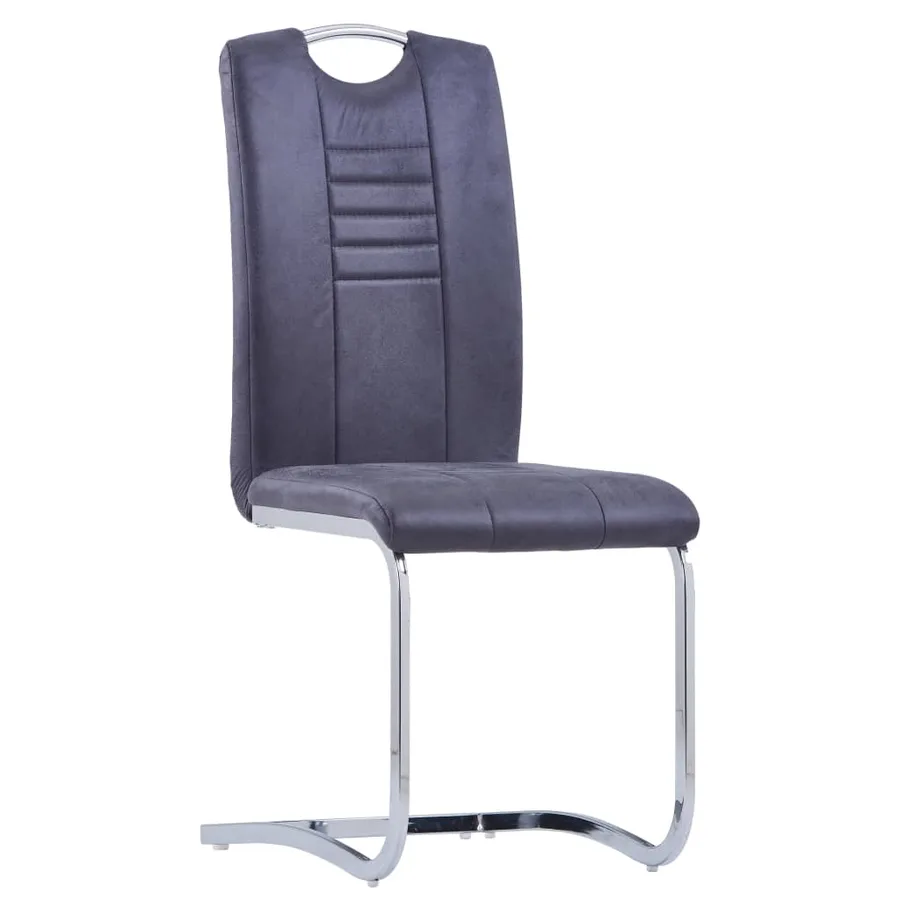 Chaises à manger cantilever lot de 2 gris similicuir daim - 2