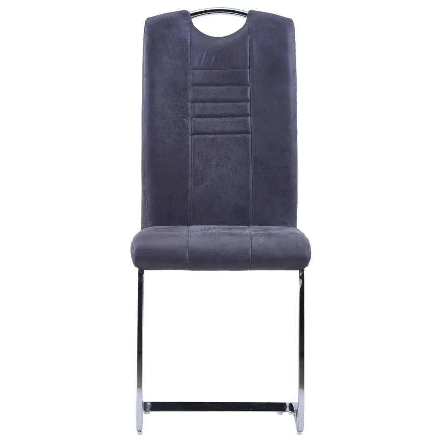 Chaises à manger cantilever lot de 2 gris similicuir daim - 3