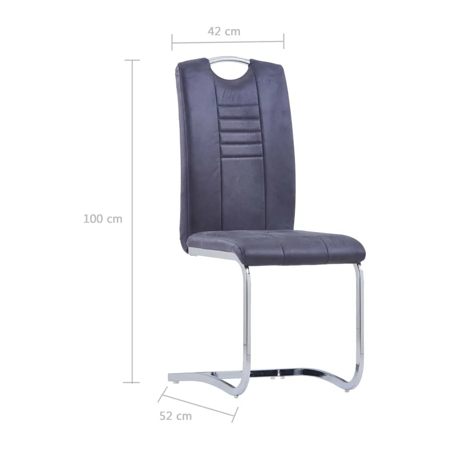 Chaises à manger cantilever lot de 2 gris similicuir daim - 6