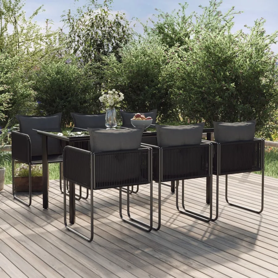 Ensemble à manger de jardin 7 pcs Noir