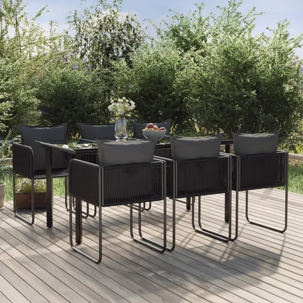Ensemble à manger de jardin 7 pcs Noir