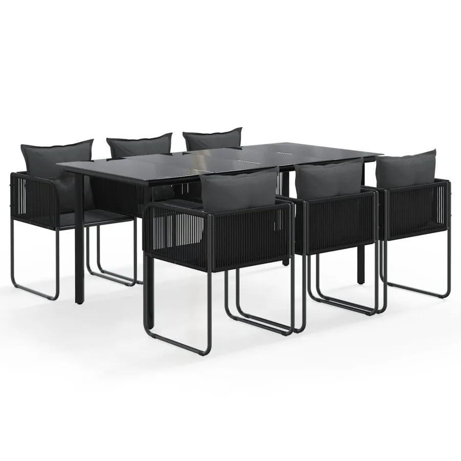 Ensemble à manger de jardin 7 pcs Noir - 2