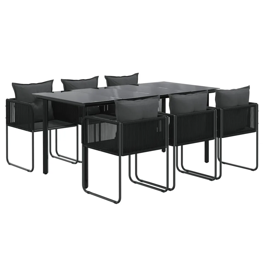 Ensemble à manger de jardin 7 pcs Noir - 3
