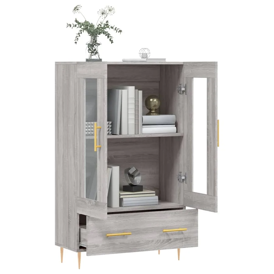 Buffet haut sonoma gris 69,5x31x115 cm bois d'ingénierie - 4