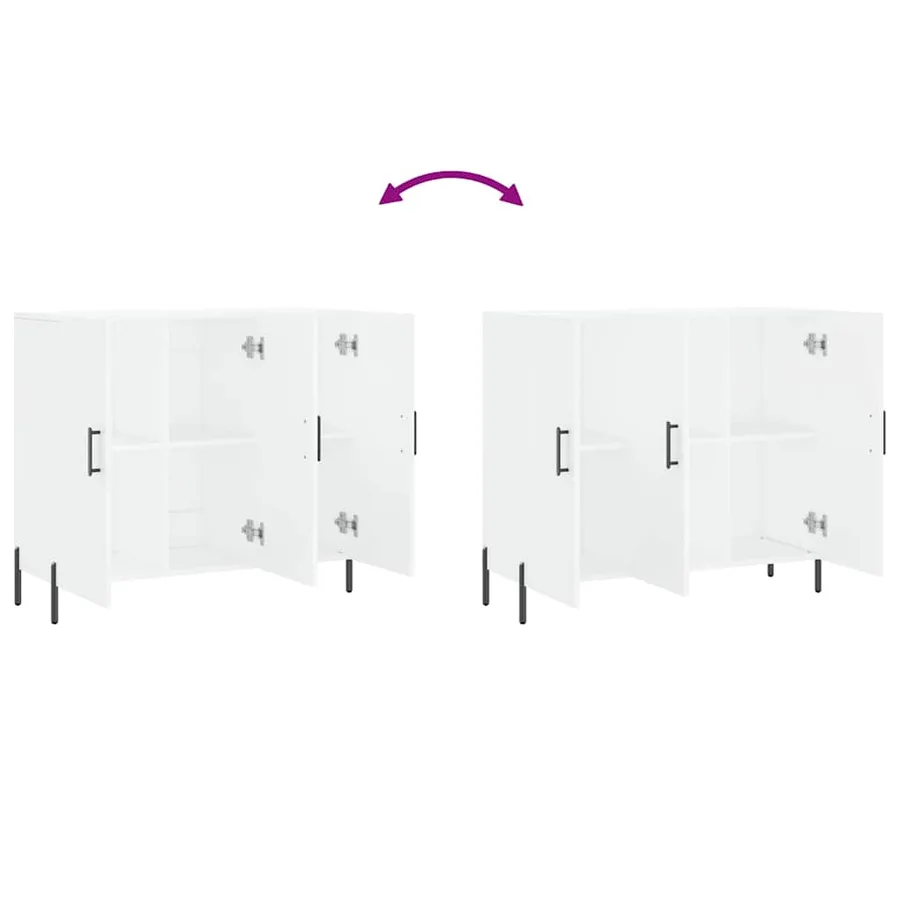 Buffet blanc 90x34x80 cm bois d'ingénierie - 9