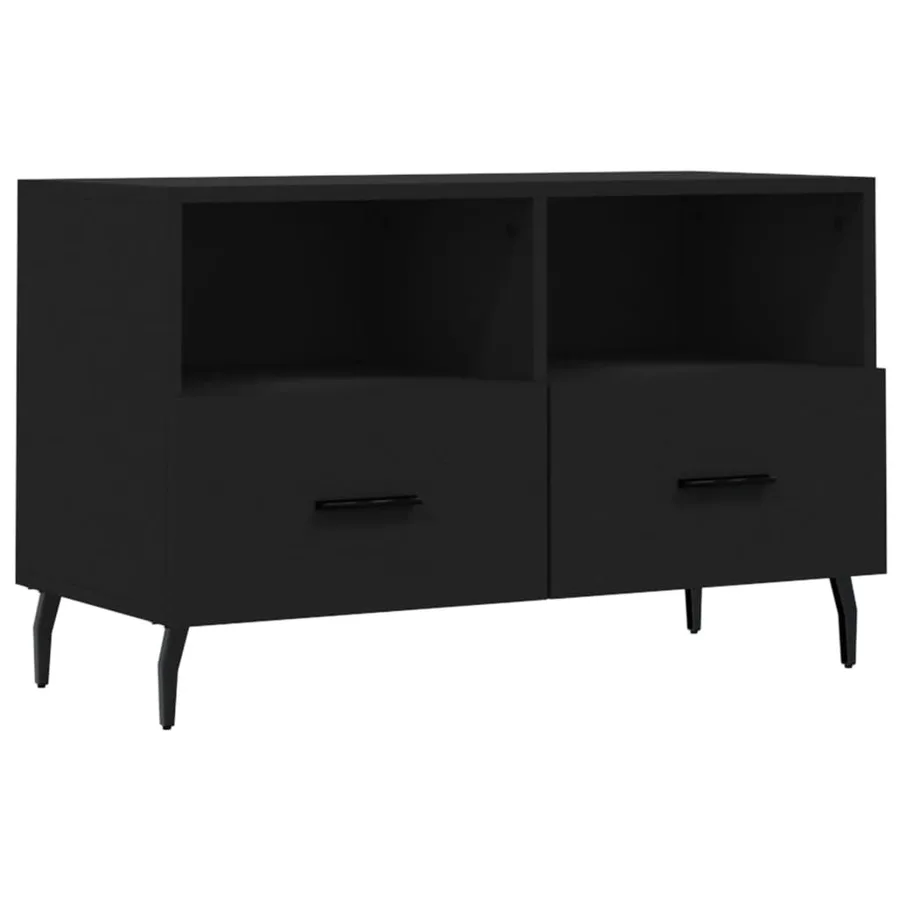 Meuble TV Noir 80x36x50 cm Bois d'ingénierie - 2