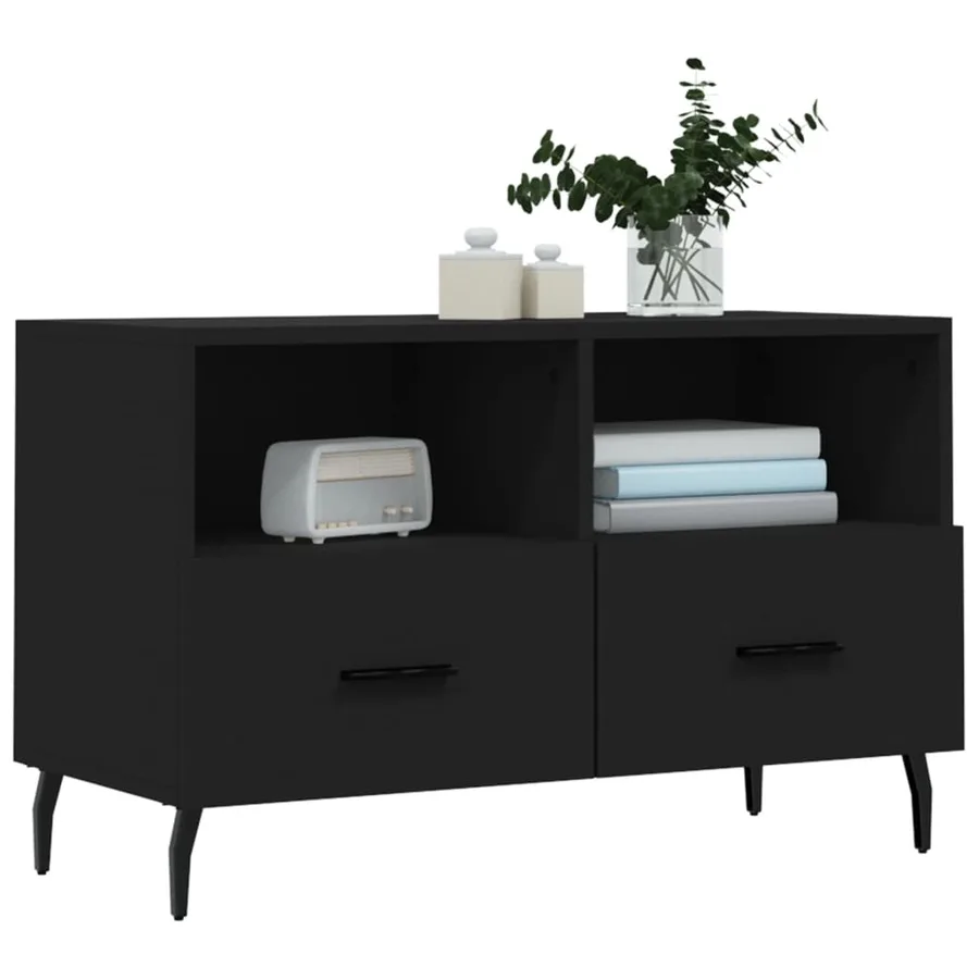 Meuble TV Noir 80x36x50 cm Bois d'ingénierie - 3