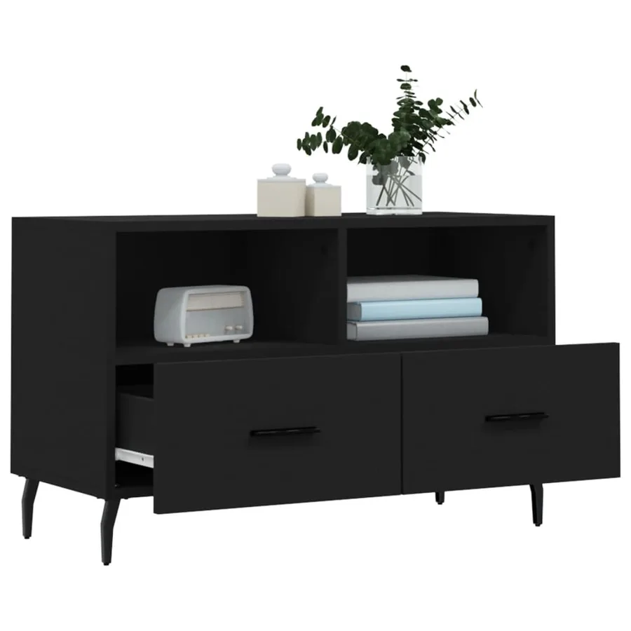 Meuble TV Noir 80x36x50 cm Bois d'ingénierie - 4