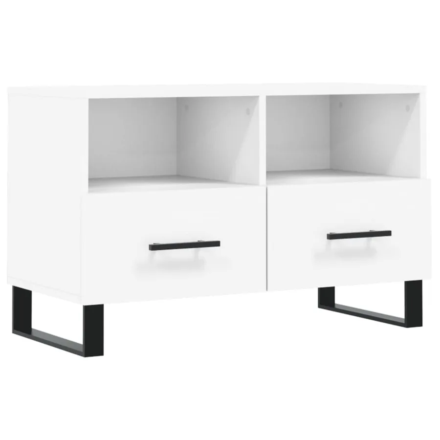 Meuble TV Blanc 80x36x50 cm Bois d'ingénierie - 2