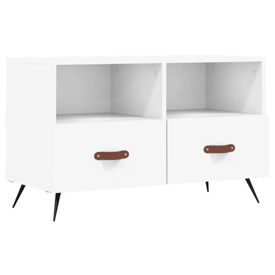 Meuble TV Blanc 80x36x50 cm Bois d'ingénierie - 2