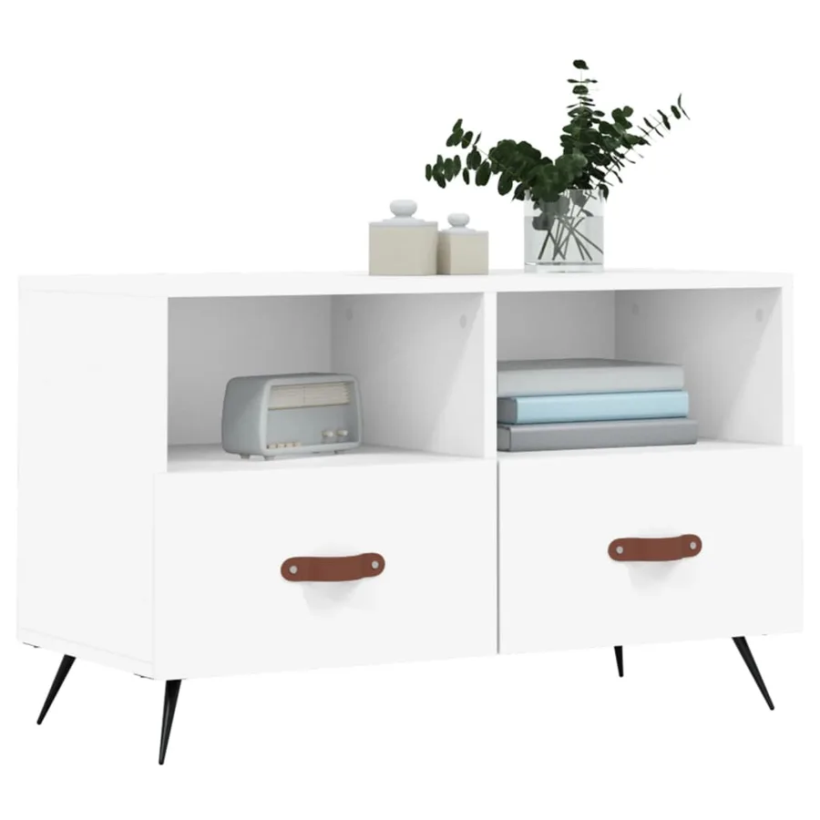 Meuble TV Blanc 80x36x50 cm Bois d'ingénierie - 3