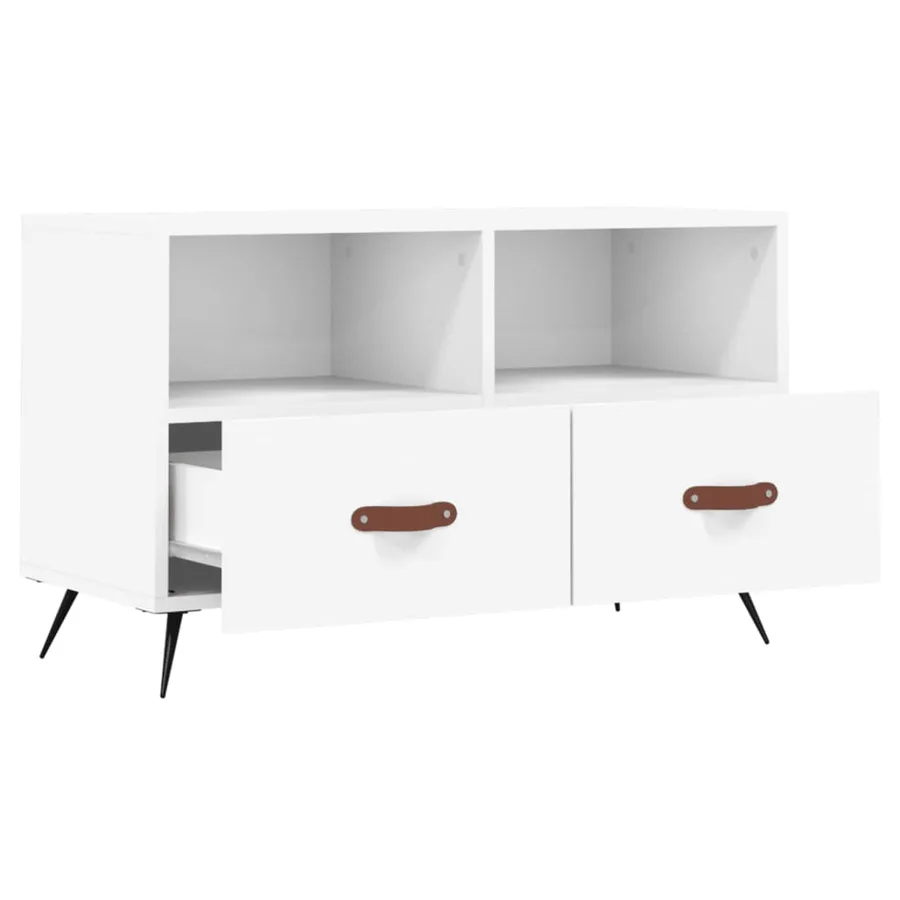 Meuble TV Blanc 80x36x50 cm Bois d'ingénierie - 6