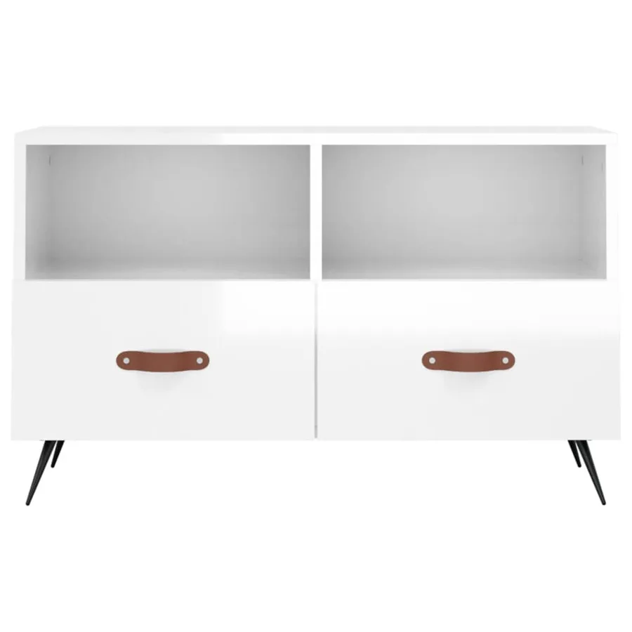 Meuble TV Blanc brillant 80x36x50 cm Bois d'ingénierie - 5