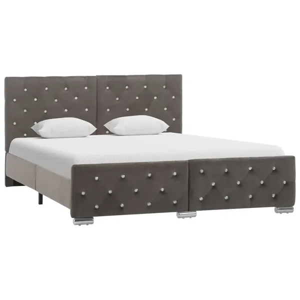 Cadre de lit sans matelas gris velours 140x200 cm