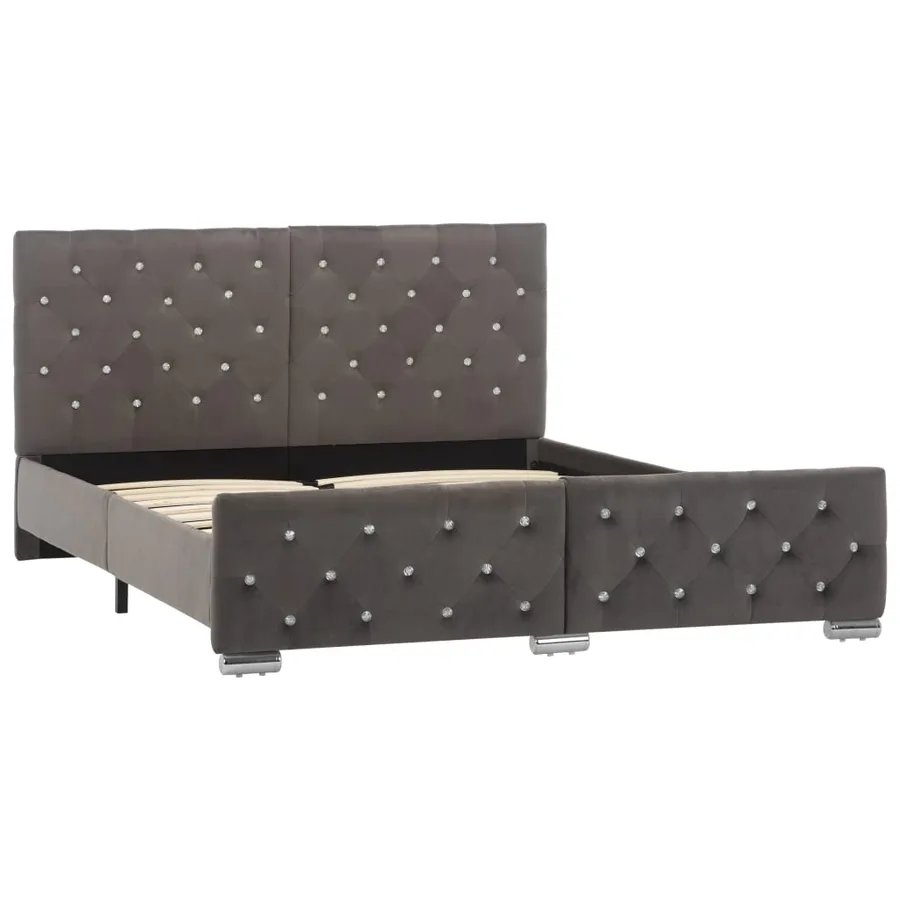 Cadre de lit sans matelas gris velours 140x200 cm - 2