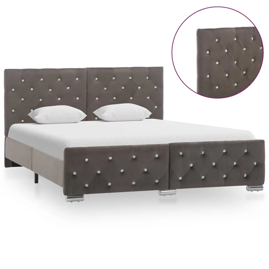 Cadre de lit sans matelas gris velours 140x200 cm - 3
