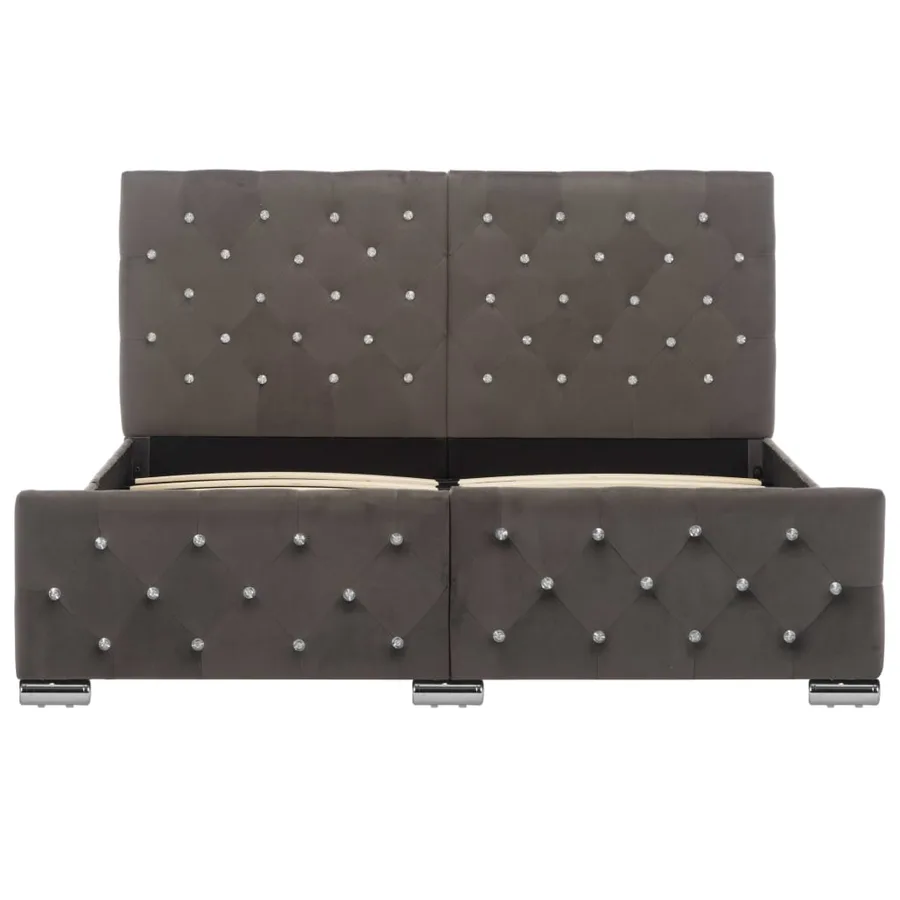 Cadre de lit sans matelas gris velours 140x200 cm - 4