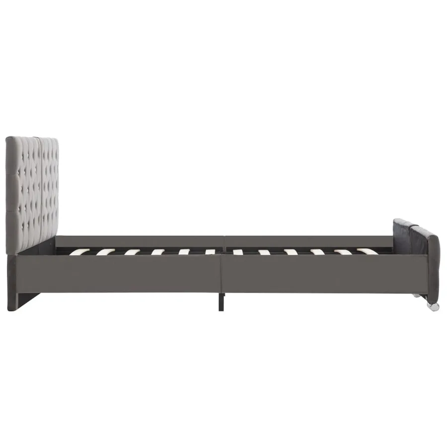 Cadre de lit sans matelas gris velours 140x200 cm - 5