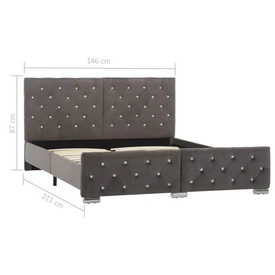 Cadre de lit sans matelas gris velours 140x200 cm - 8