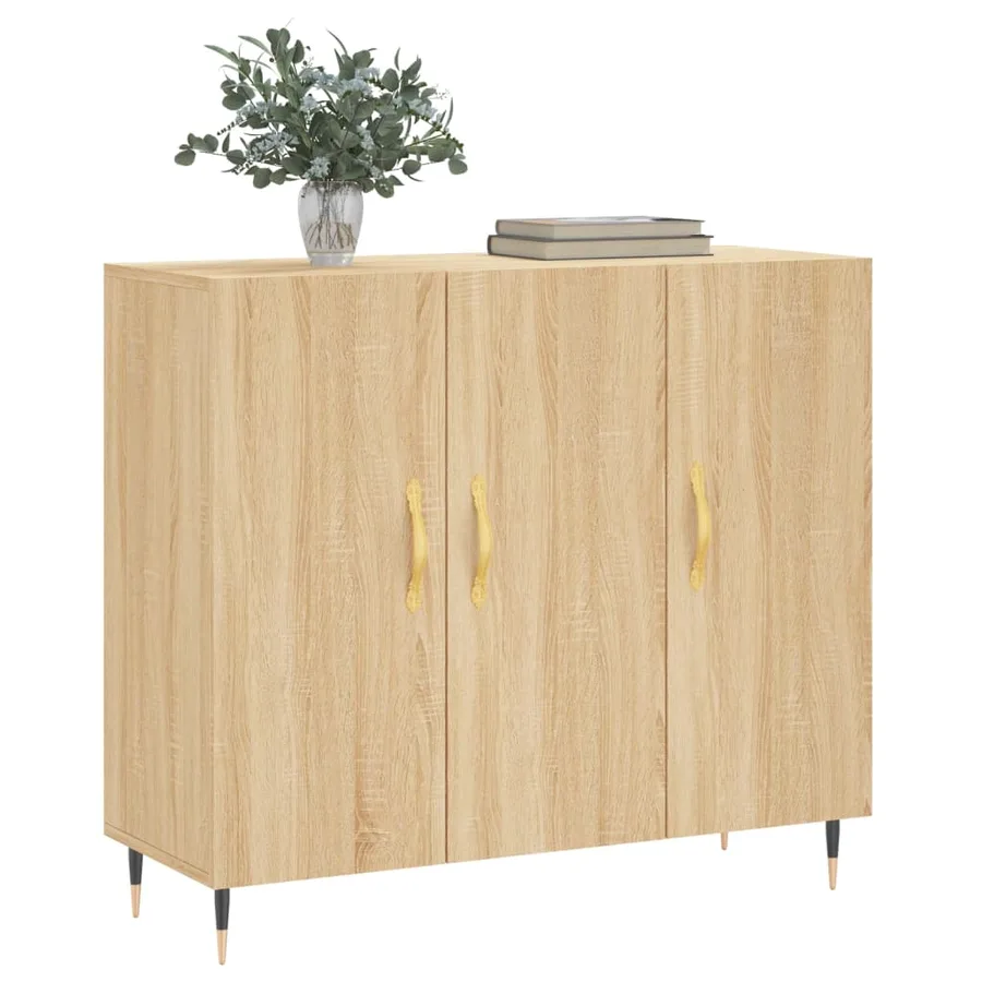 Buffet chêne sonoma 90x34x80 cm bois d'ingénierie - 3