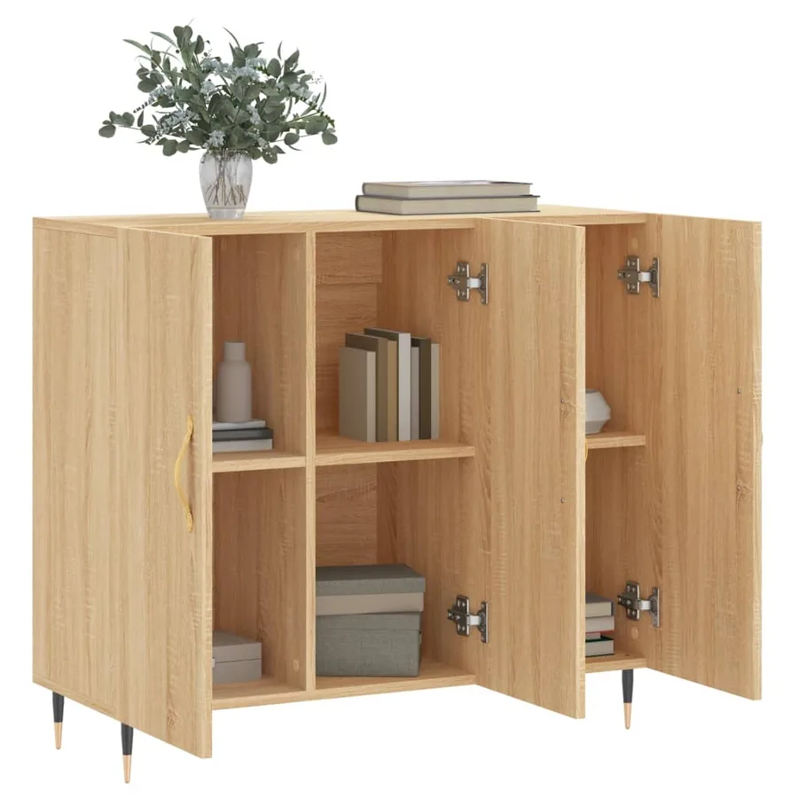 Buffet chêne sonoma 90x34x80 cm bois d'ingénierie - 4
