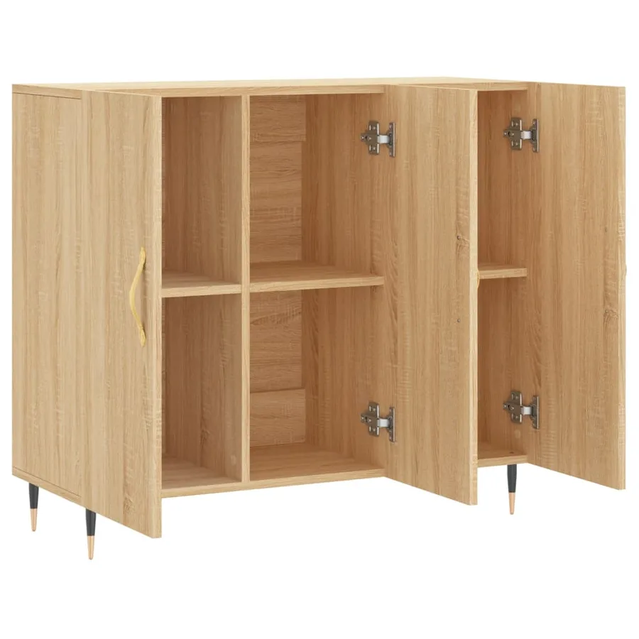 Buffet chêne sonoma 90x34x80 cm bois d'ingénierie - 5