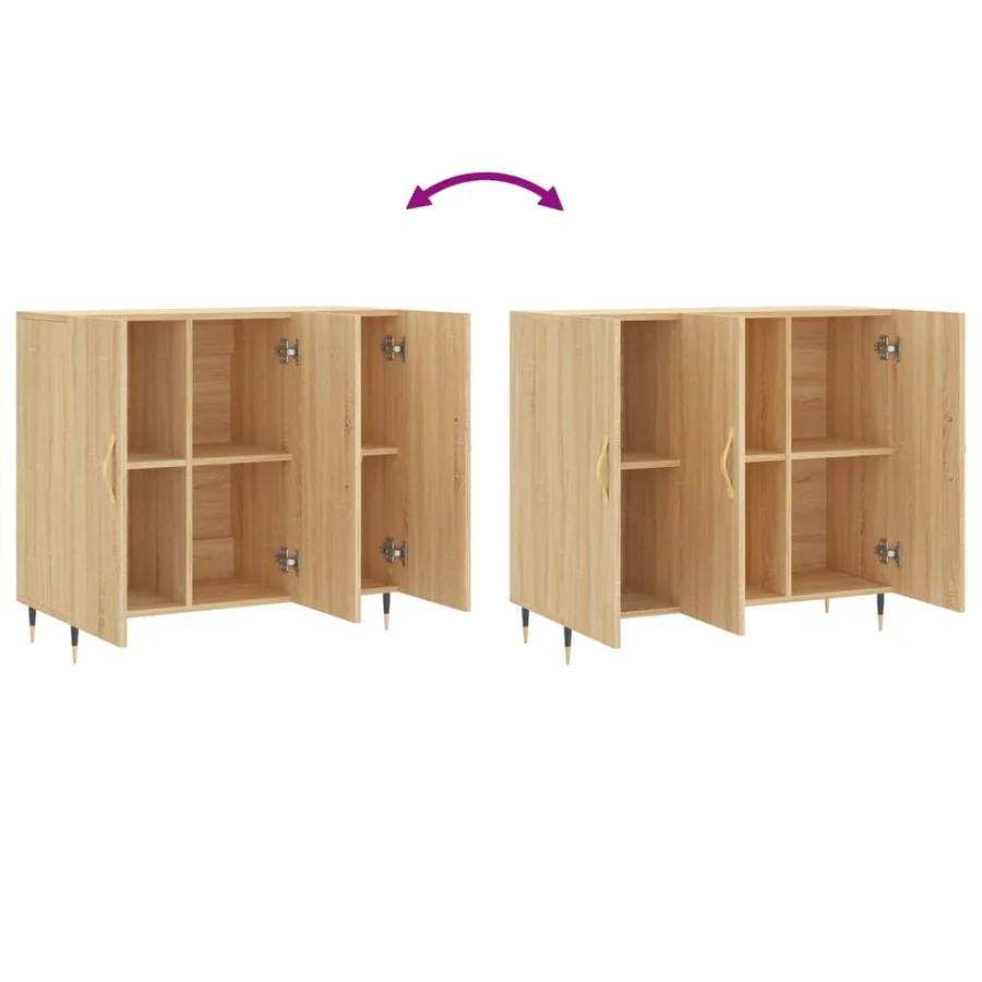 Buffet chêne sonoma 90x34x80 cm bois d'ingénierie - 9