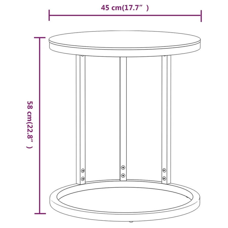 Table d'appoint Doré et marbre noir 45 cm Verre trempé - 7