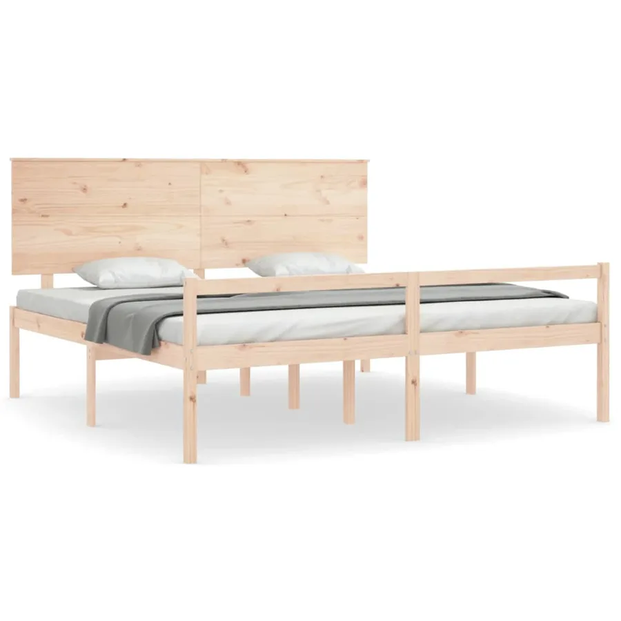 Lit pour personne âgée et tête de lit 200x200 cm bois massif - 2