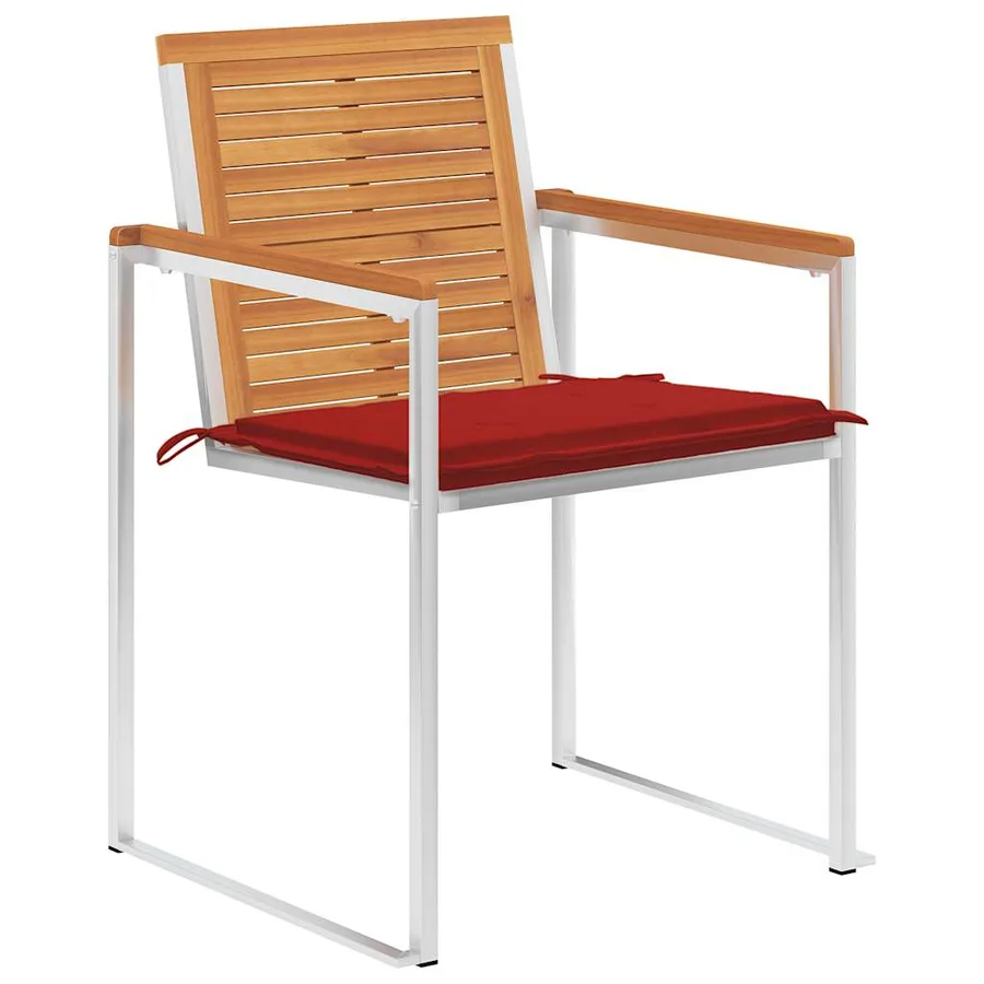 Chaises de jardin lot de 8 avec coussins Bois d'acacia solide - 2