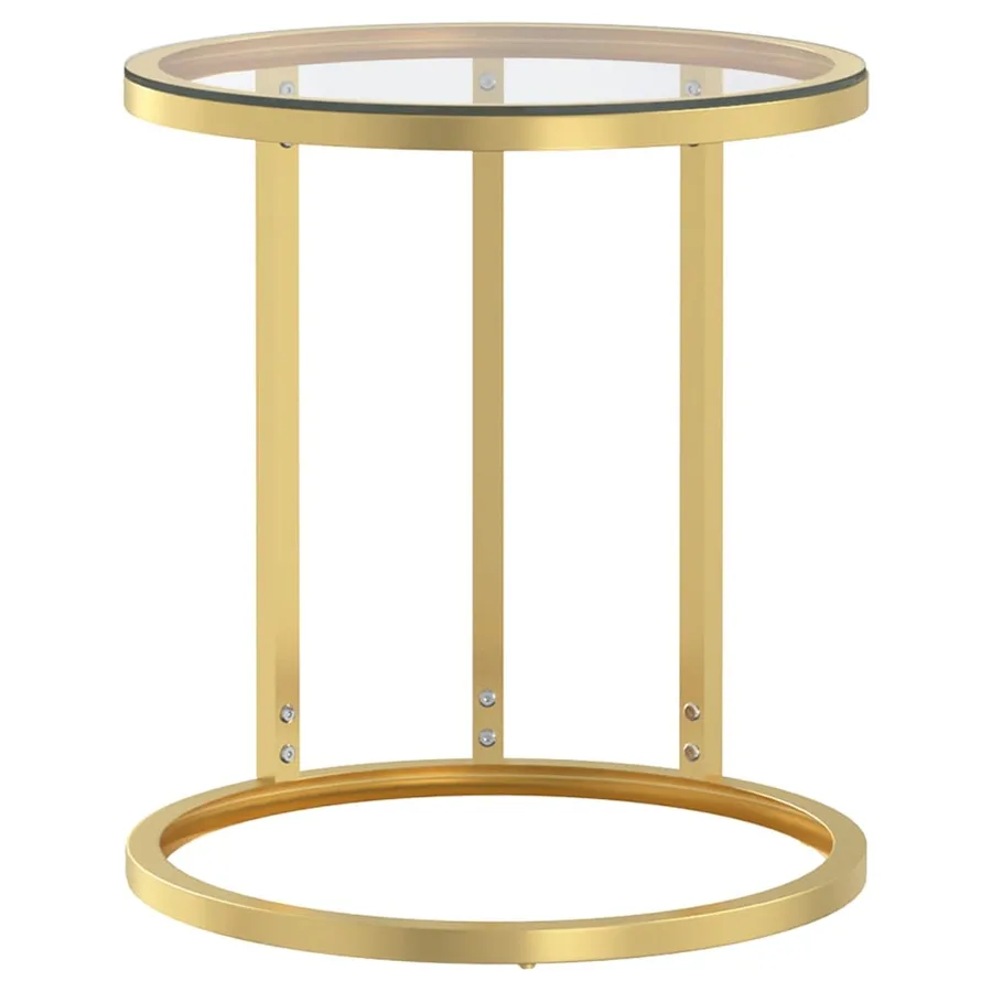 Table d'appoint Doré et transparent 45 cm Verre trempé - 2