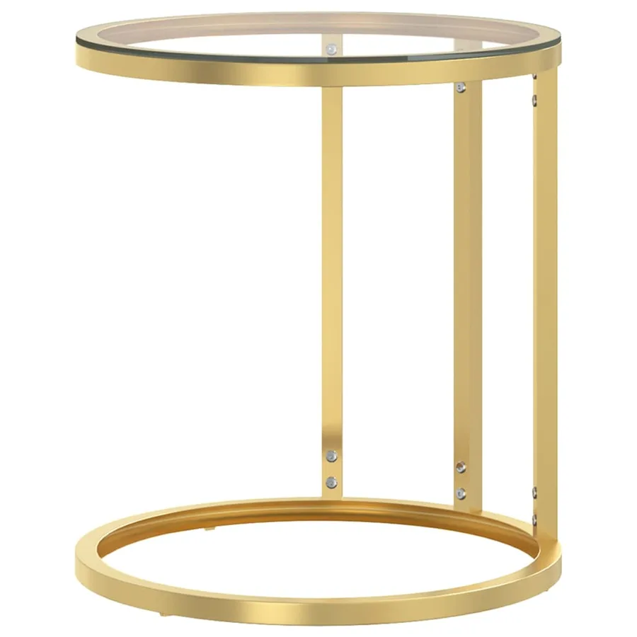 Table d'appoint Doré et transparent 45 cm Verre trempé - 3